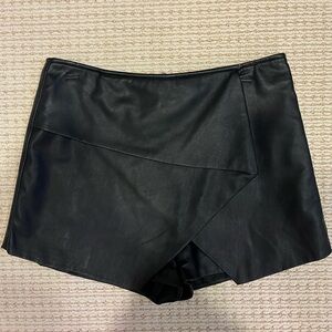 Faux Leather Wrap Skort